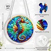 (25cm)DIY Acrylic Jigsaw Puzzle Window Hanging with Hanging Chain DIY Stained Glass Decoration Round Window Puzzle Decor for DIY Craft Project (Stained Glass Seahorse)