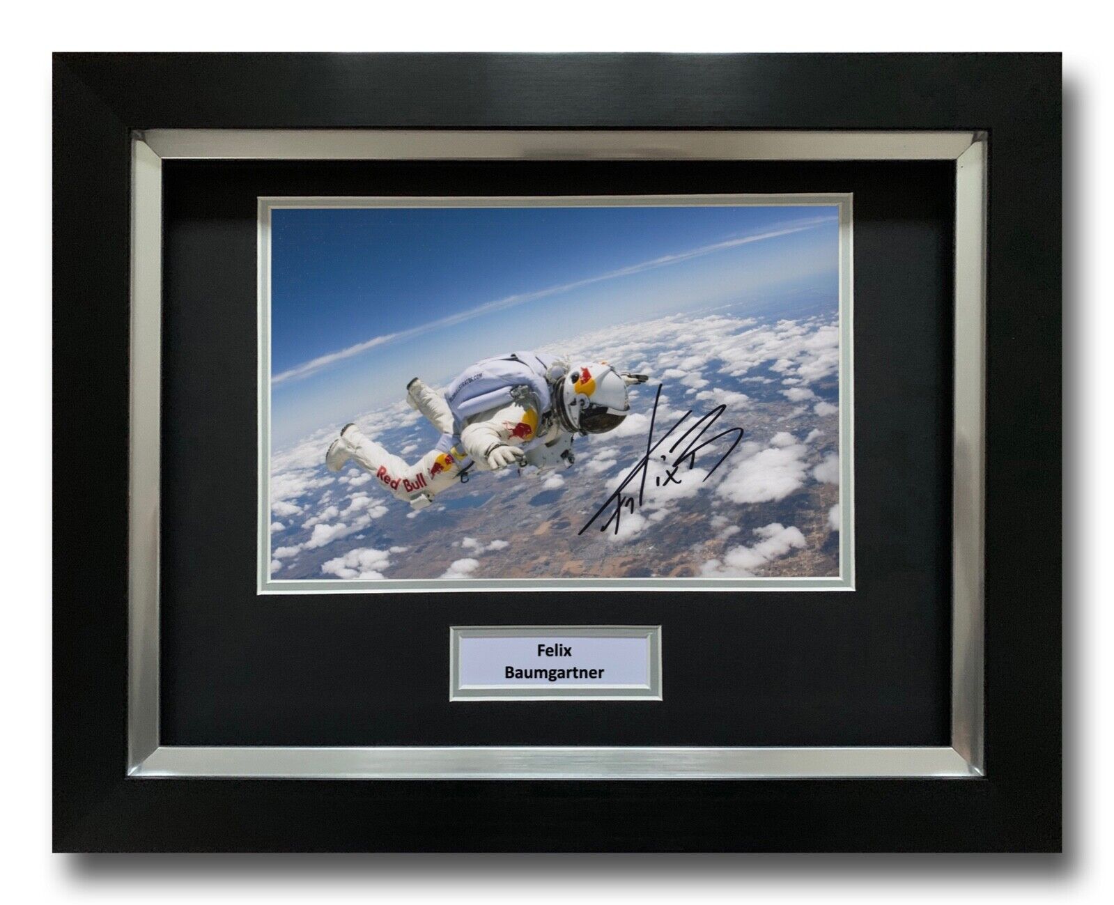 FELIX BAUMGARTNER HAND SIGNED FRAMED Photo Poster painting DISPLAY SPACE JUMP AUTOGRAPH