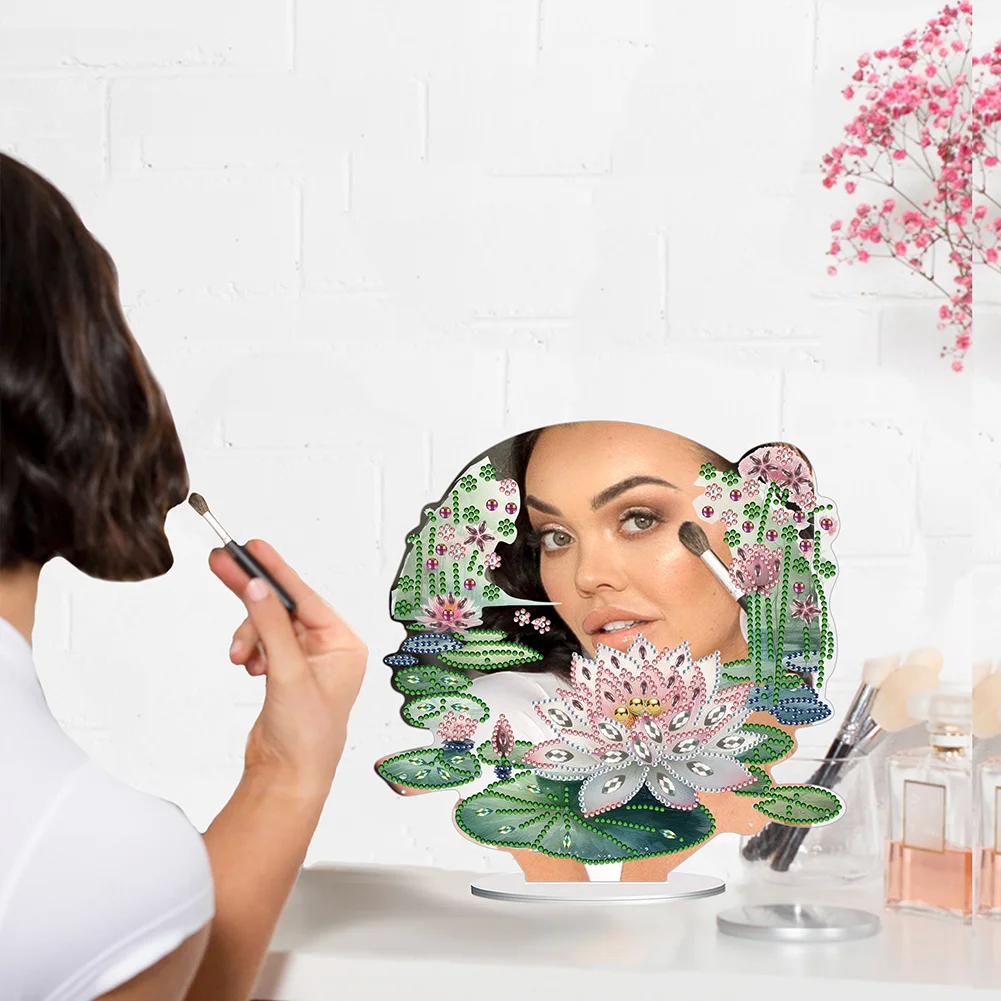 DIY Lotus Acrylic Diamond Art Mirror Home Decoration