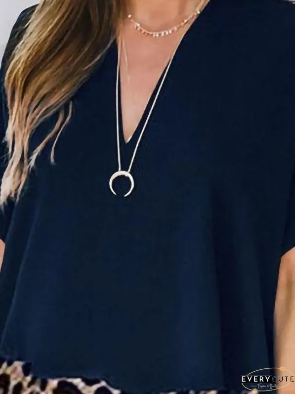 Casual Color Block V-neck Dress