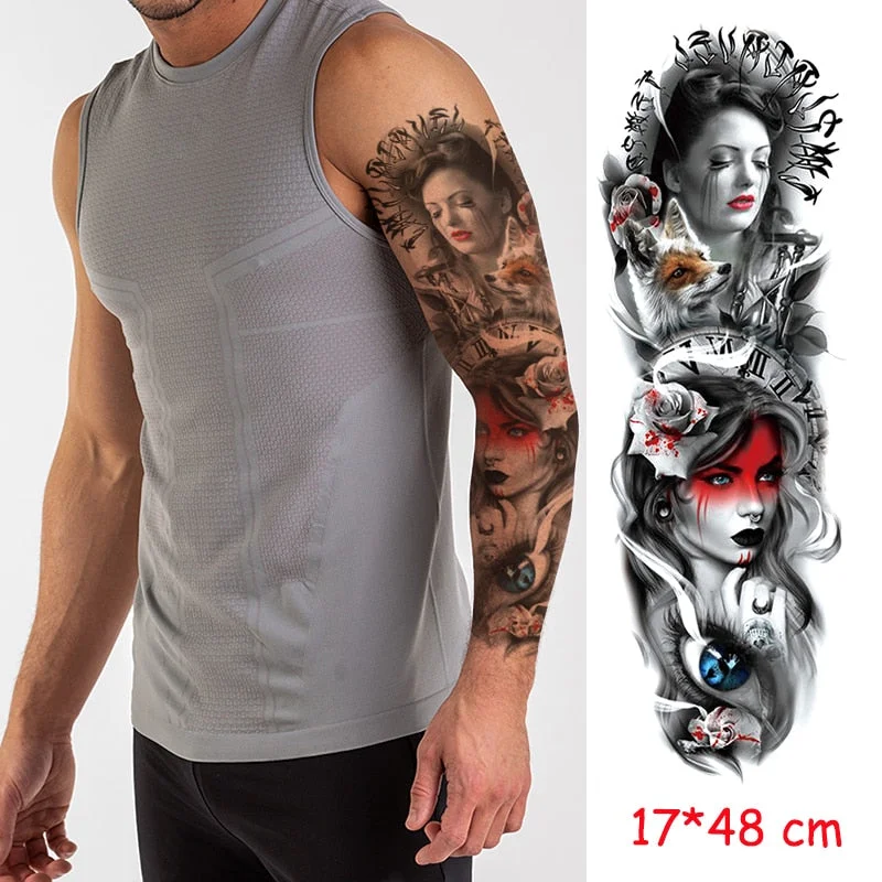 Waterproof Temporary Tattoo Sticker Jesus Virgin sister Peace Pigeon bird flower Full Arm Tatoo Flash Fake Tatto for Men Women