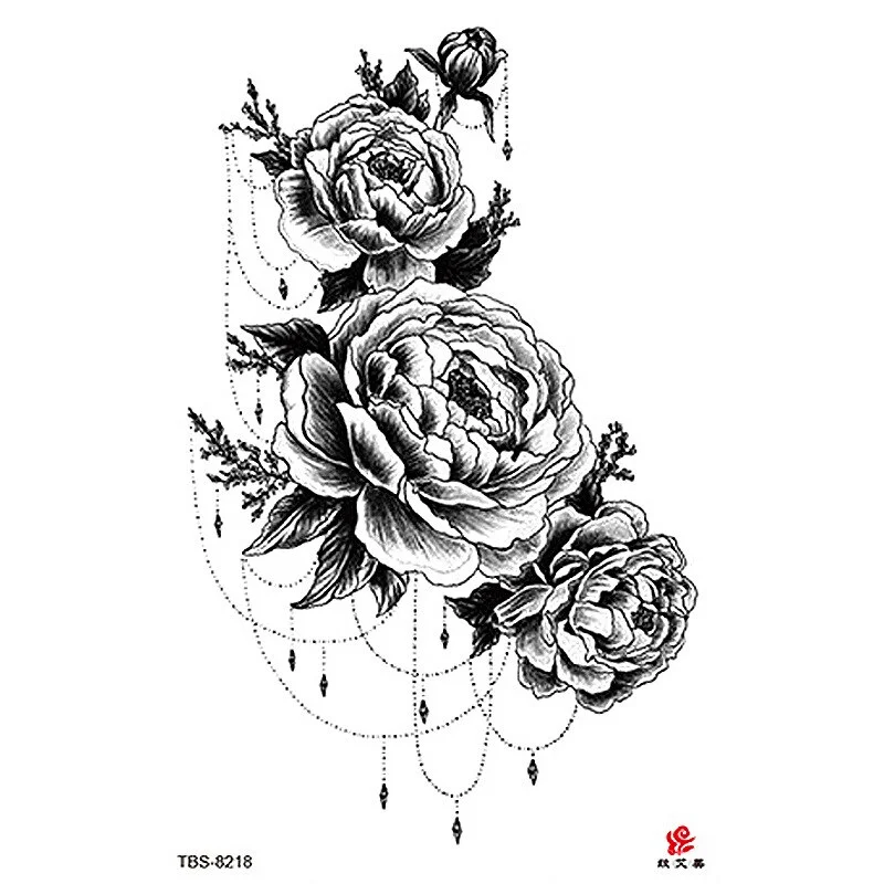 Sdrawing Temporary Tattoo Sticker Dark Snake Tattoos Flower Tatoos Body Art Geisha Water Transfer Clavicle Arm Fake Tatto