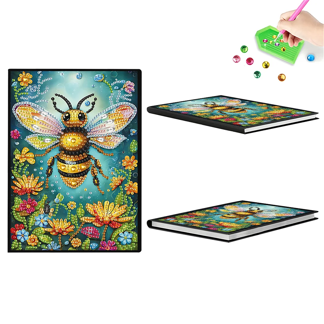 2pcs Bee Partial DIY 50 Pages A5 Diamond Painting Notebook for Study Drawing