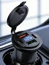 12-24V Car Charger Socket with Switch & Voltmeter Waterproof Cigarette Outlet Replacement Motorcycle USB Charger Suitable for Boat Golf Cart RV Motorcycle Truck