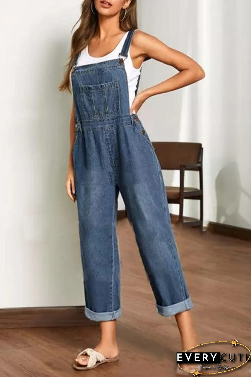 Casual Solid Split Joint Harlan Jumpsuits