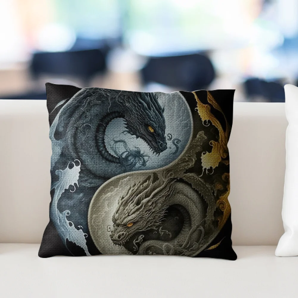 11CT Stamped Cross Stitch Pillow Cover with Zip Dragon(Canvas|45*45cm)