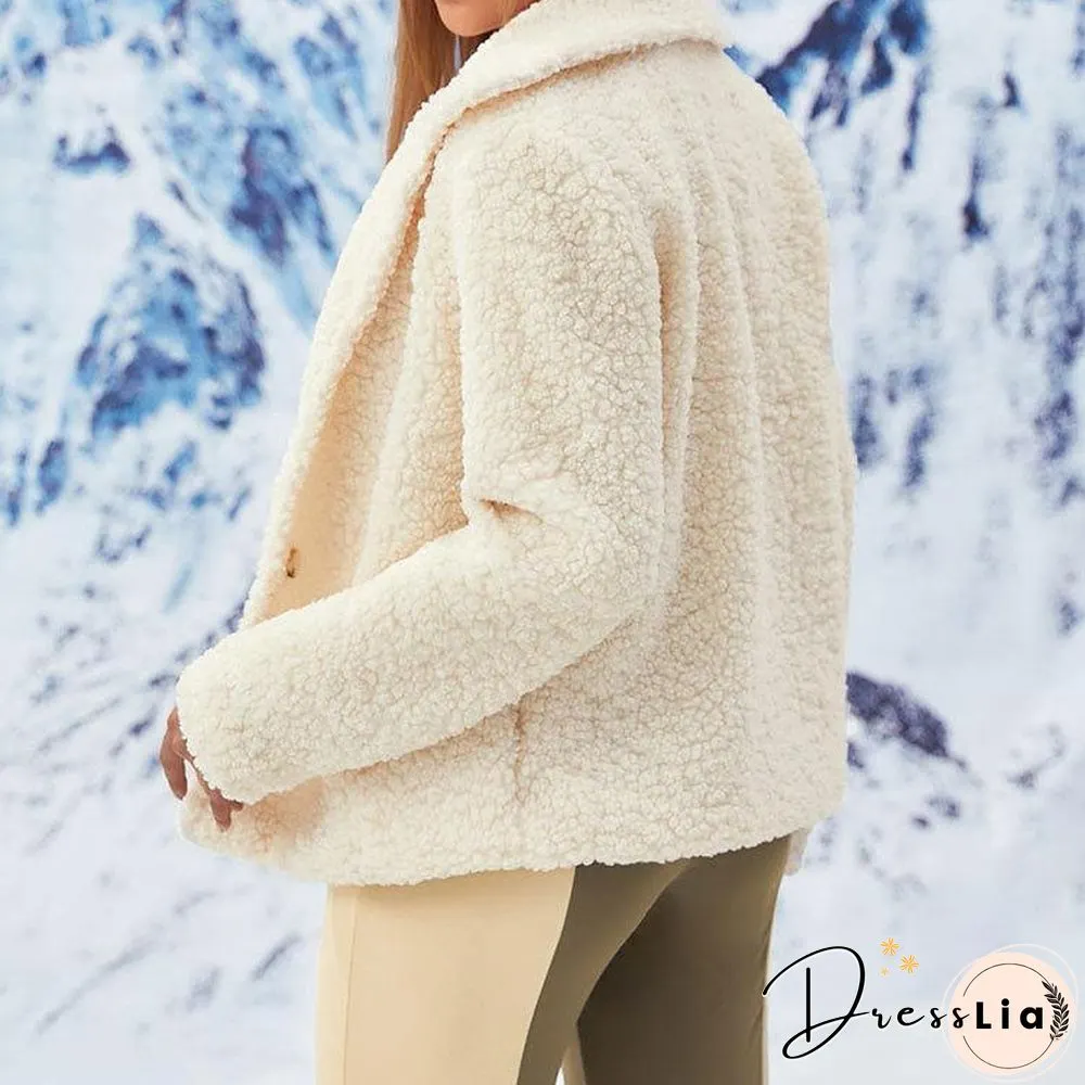 Beige Chic Warm Button Coat