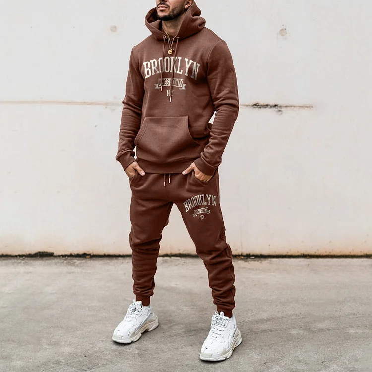 Casual Monogram Print Long Sleeve Hoodie