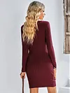 Fashion Round Neck Long Sleeve Solid Color Dress