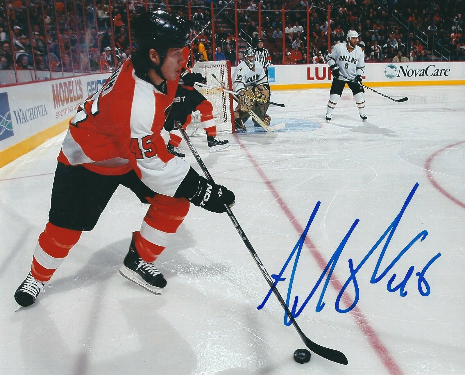 Signed 8x10 ARRON ASHAM Philadelphia Flyers Autographed Photo Poster painting - COA