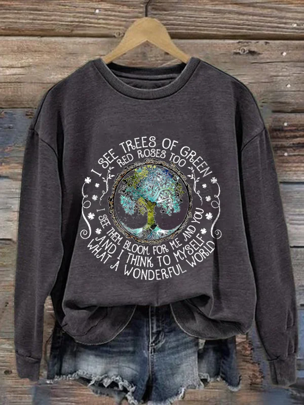 Hippie What A Wonderful World Print Sweatshirt - BSRTRL0001