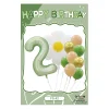 Retro Cream Caramel Cartoon Bunny Bear 0 - 9 Numbers Latex Aluminum Film Balloons Flags Package Kids Birthday Party Decors