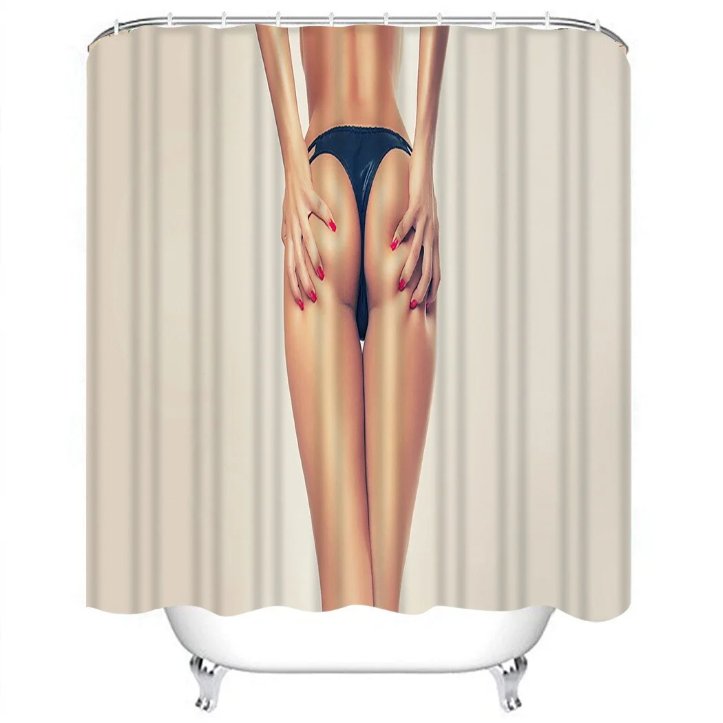 Sexy Girl Shower Curtain Young Woman White Shower Curtain Waterproof Fabric For Bathroom Decor Shower Curtains Set With Hooks