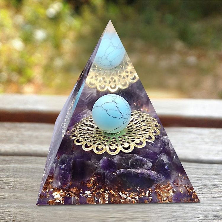 Amethyst Blue Turquoise Orgone Pyramid