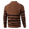Men's Half-Zip Jacquard Striped Long Sleeve Sweater by Inlyline