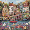 Colorful Houses-14CT Stamped Cross Stitch 40*40cm/15.75*15.75in tapestrymarket