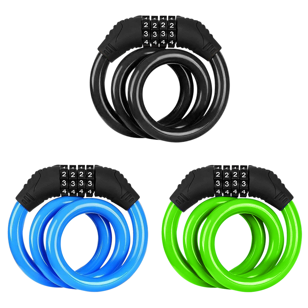 

4-Digit Code MTB Bike Colorful Steel Cable Locks Anti-Theft Security Lock, Green, 501 Original