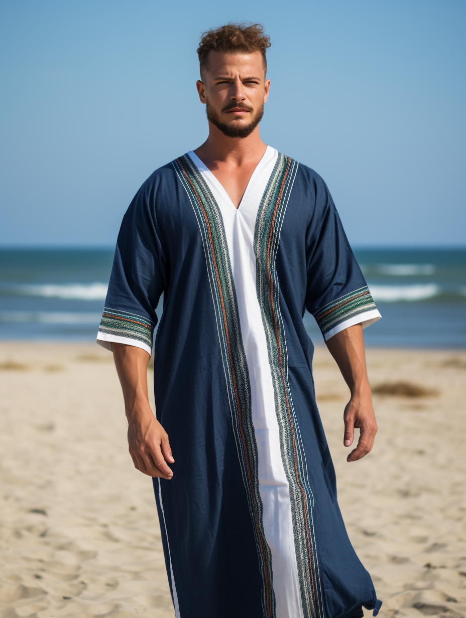 Men's Ethnic V-neck Long Kaftan