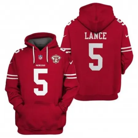 Men's San Francisco 49ers #5 Trey Lance 2021 75th Anniversary Alternate Pullover Hoodie U8BP