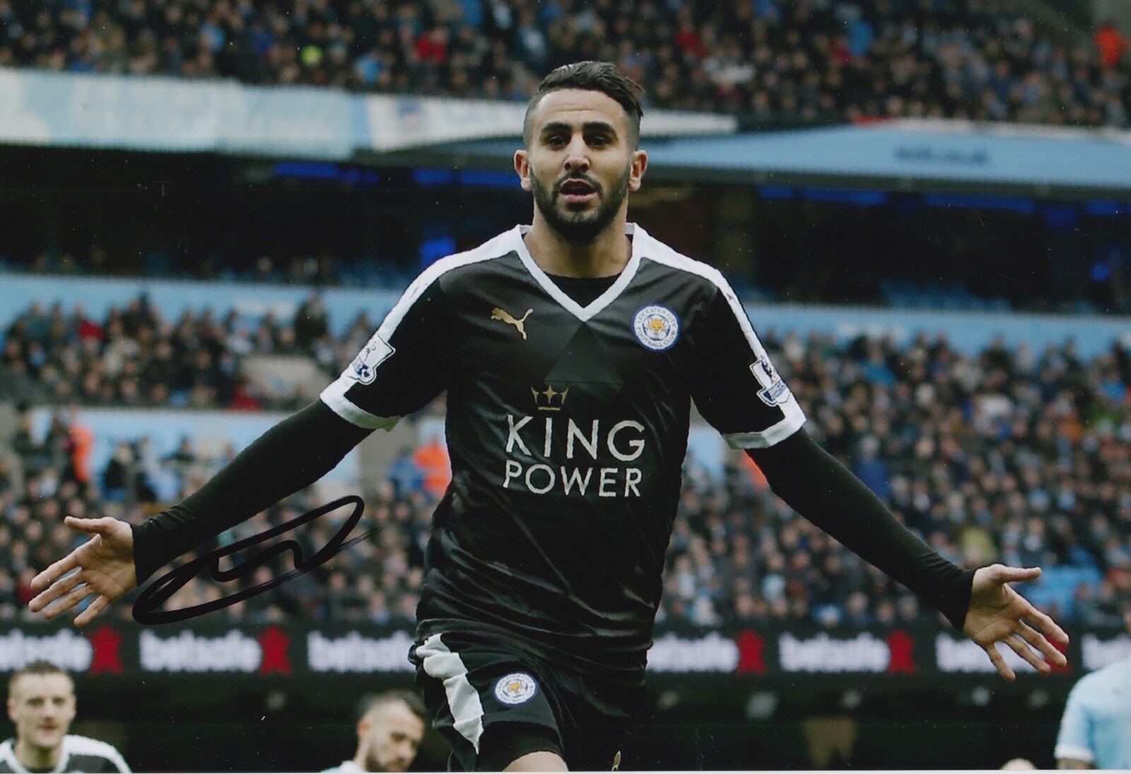 LEICESTER CITY HAND SIGNED RIYAD MAHREZ 12X8 Photo Poster painting 43.