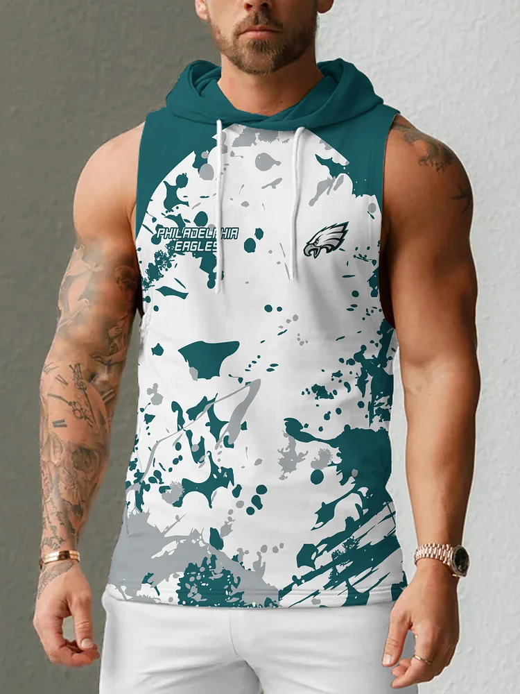 Philadelphia Eagles Men's  Casual Comfy Sleeveless Hooded Tank Top