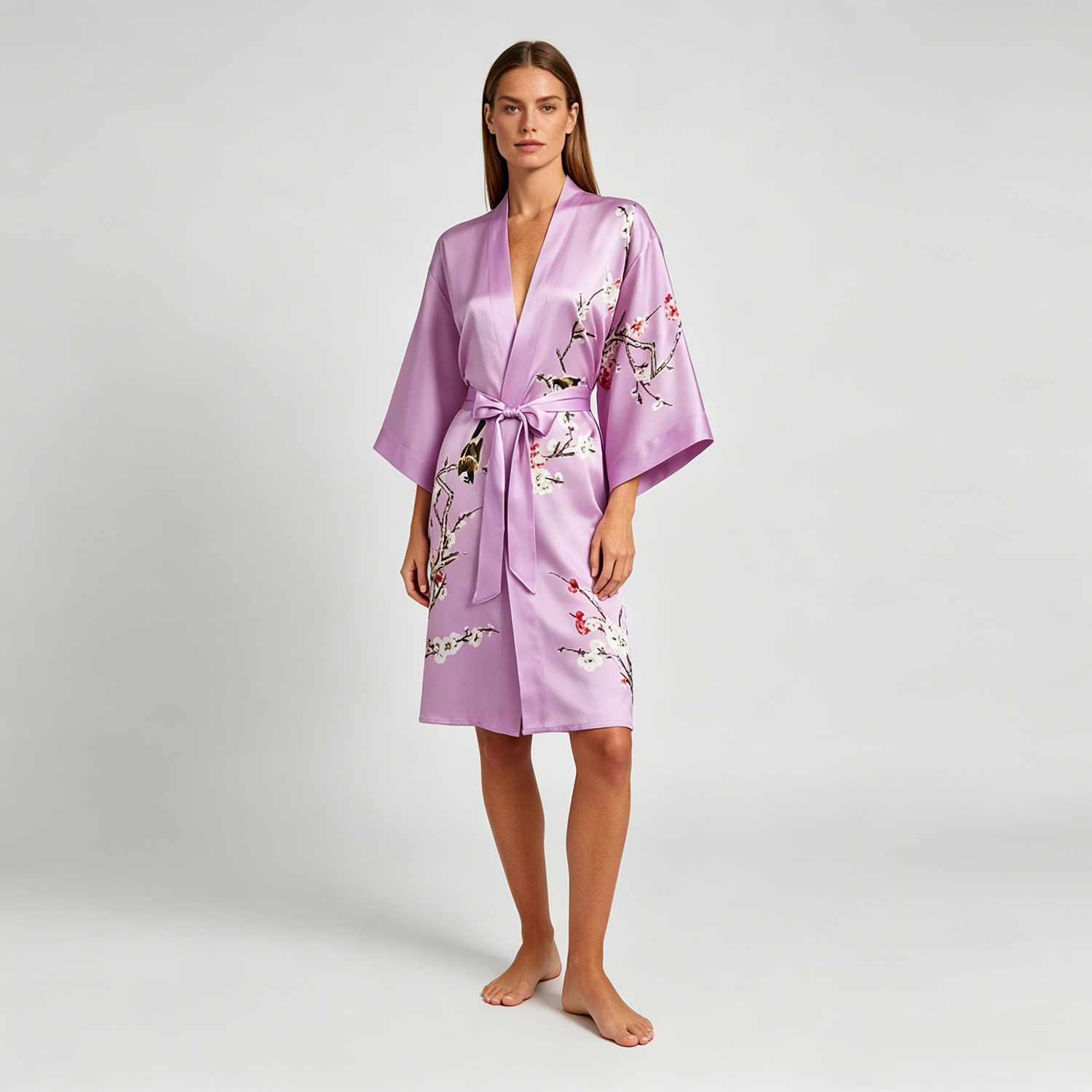 19 Momme Purple Noble Women's Silk Kimono Robe REAL SILK LIFE