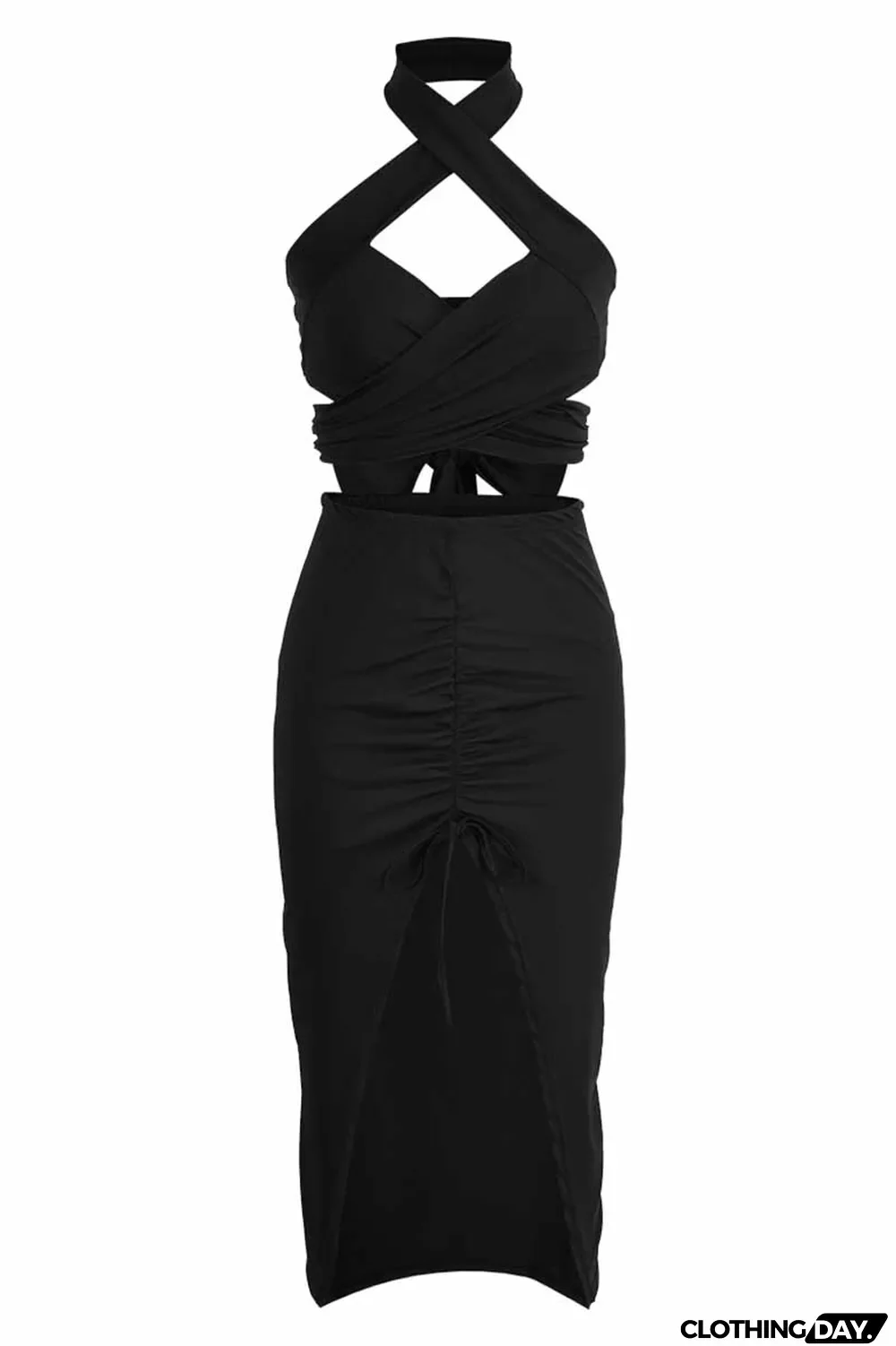 Green Fashion Street Print Patchwork Halter Sleeveless Two Pieces