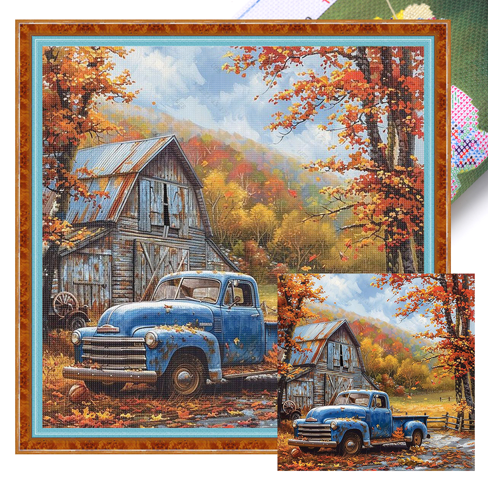 Farm Hut Full 11CT Pre-stamped Canvas(45*45cm) Cross Stitch