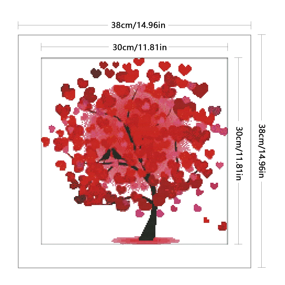 DIY Stamped Cross Stitch 14CT Partial Embroidery 38*38cm - Happy Tree
