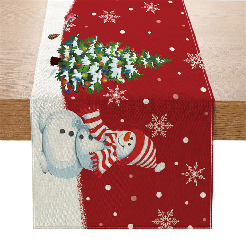 Tegooe Buffalo Plaid Christmas Table Runner with Gnome Print