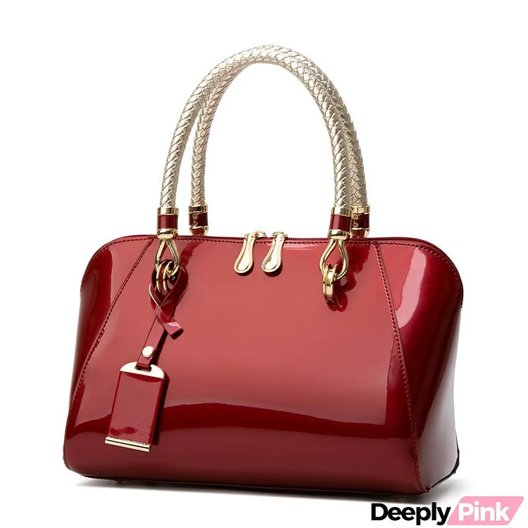 Patent Leather Handbags Shiny Handbag Boston Handbags Fashion One-Shoulder Diagonal Bag