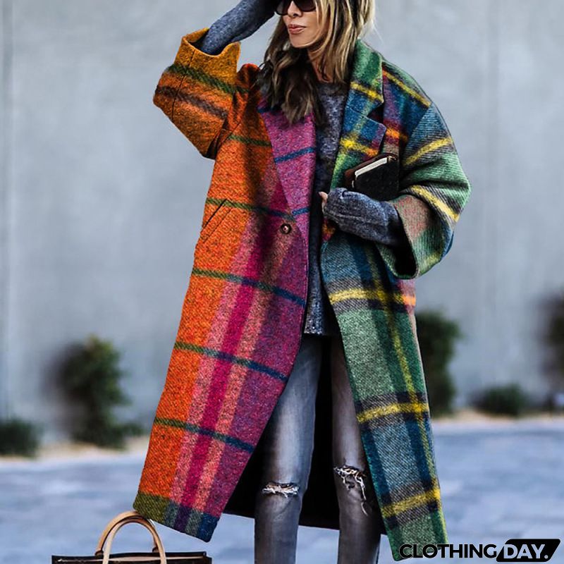 Women Fashion Autumn And Winter Long Sleeve Lapel Over Coat