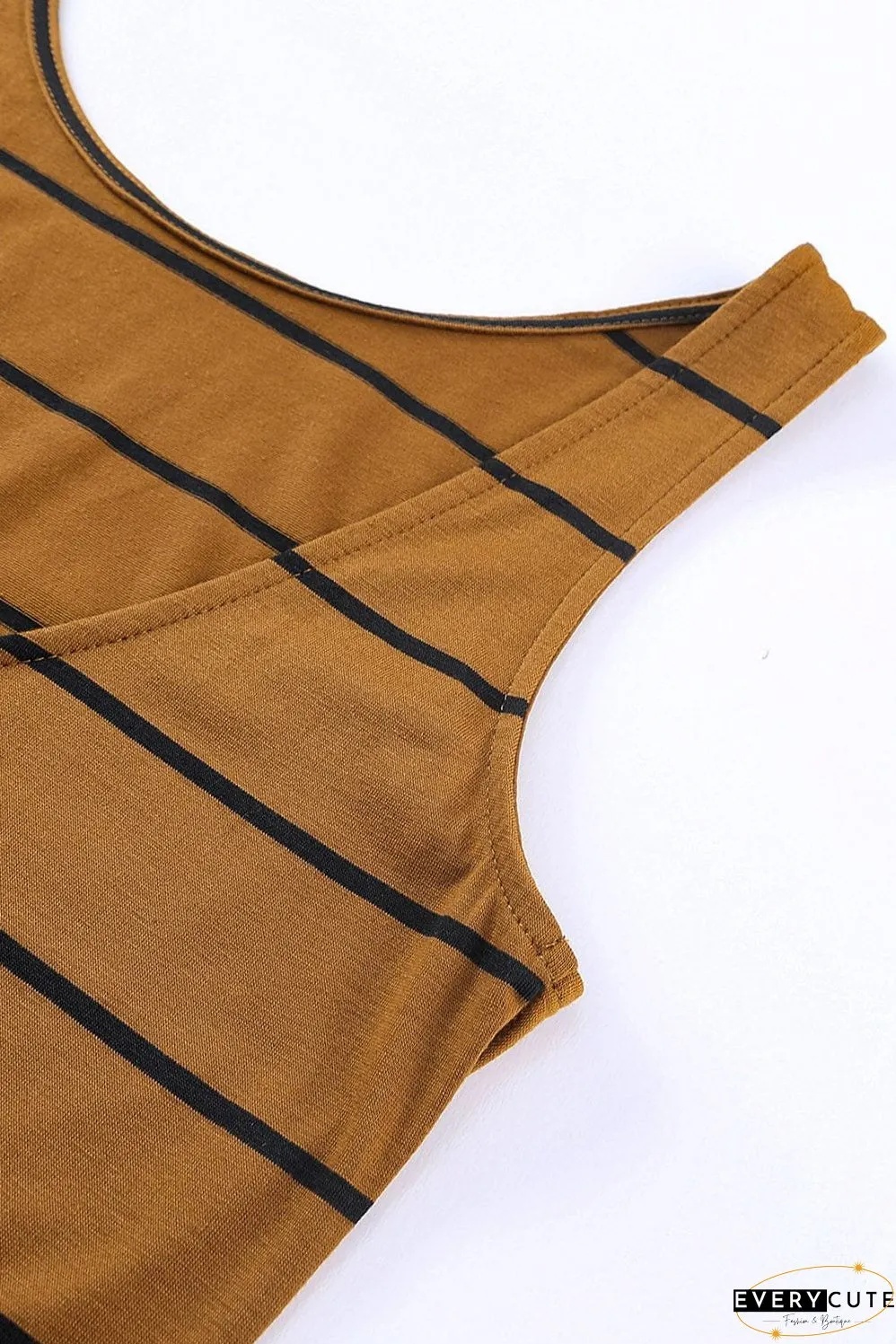 Chic Rust Striped Sleeveless Jumpsuit with Wide Legs