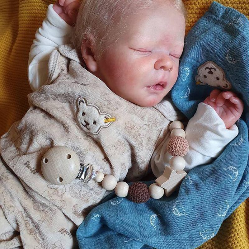 16 Inches Sleeping Gray Close Eyes Reborn Doll Boy-Darren Series