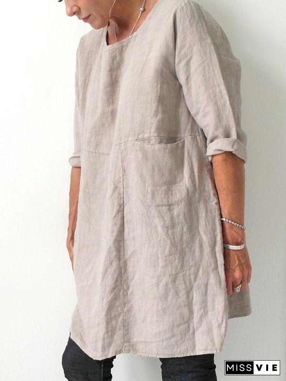 Cotton Crew Neck Short Sleeve Dresses