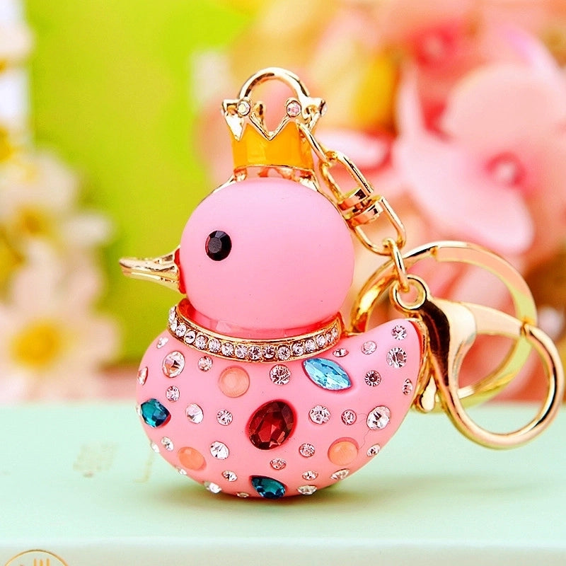 Cartoon Style Cute Duck Resin Diamond Women’s Bag Pendant Keychain