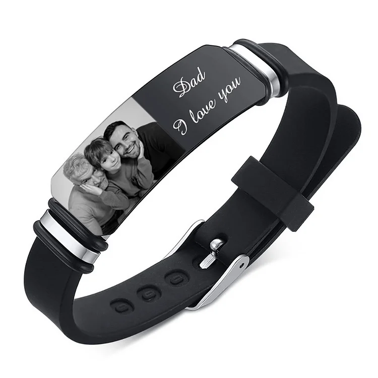 Personalized Photo Bracelet Custom ID Bar Men's Bracelet Bangle Gifts For Him