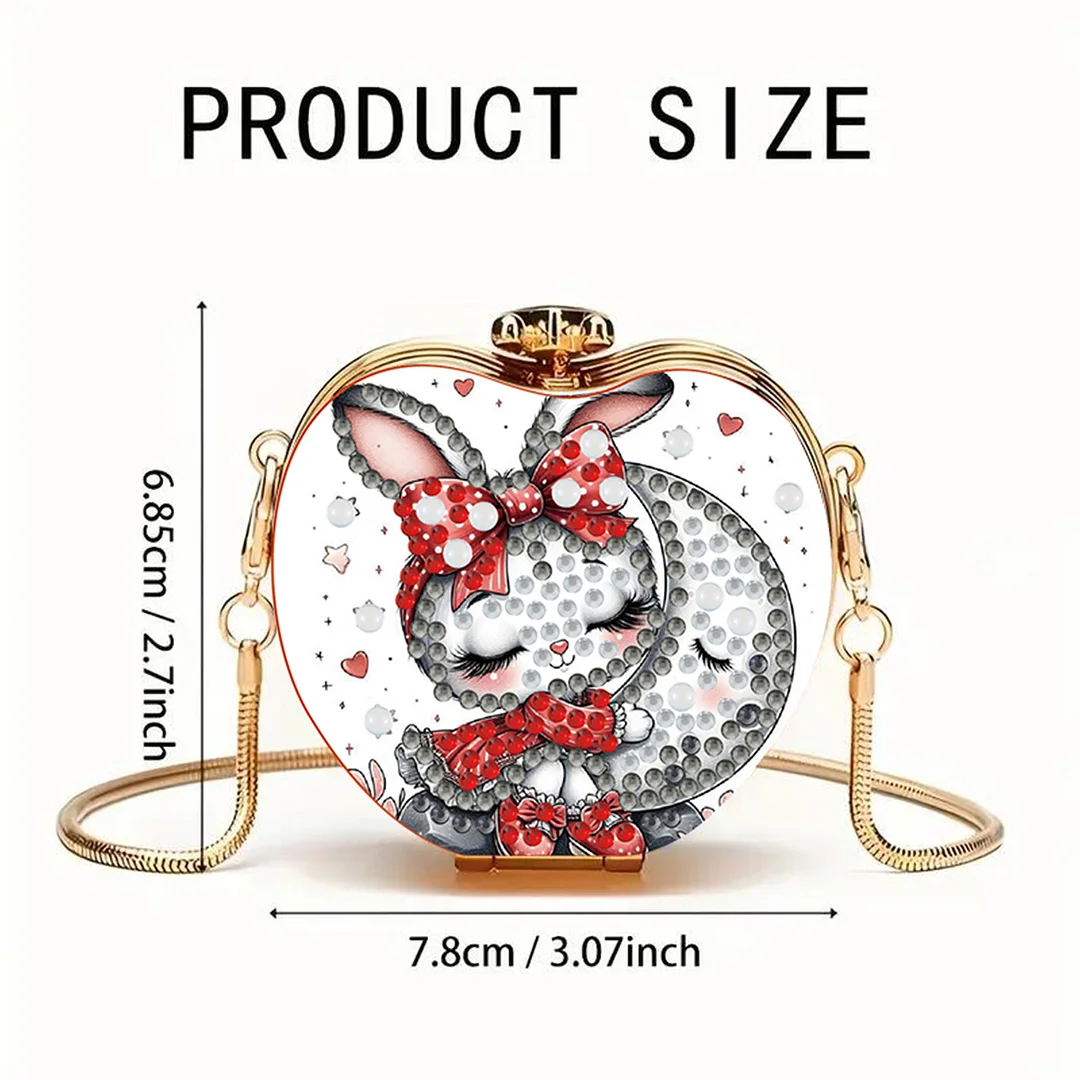 Rabbit DIY Acrylic Love Art Diamond Painting Coin Purse w/ Chain for Women Girl