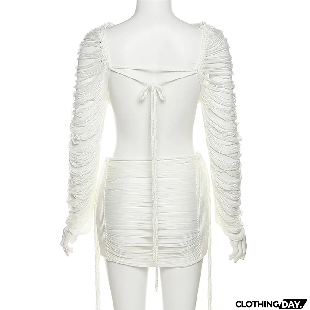 Women Solid Off Shoulder Top And Skirt Two-Piece Set