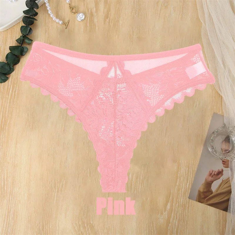 Billionm Sexy Panties for Women Lace Underwear Pespective Thong G-String Female V-Waist Underpant Breathable Soft Intimates Lingerie
