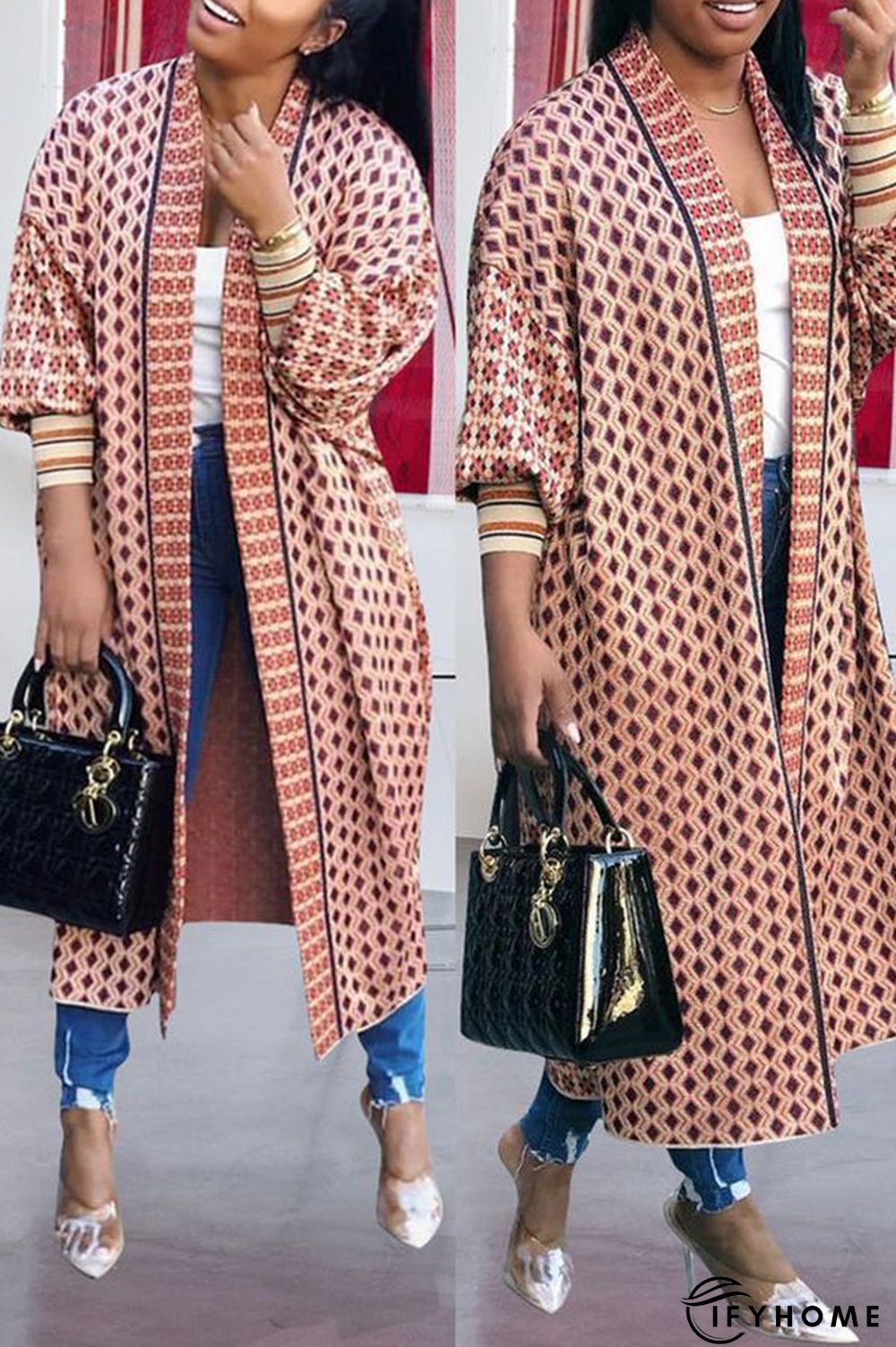 Digital Print Long Sleeve Cardigan Coat | IFYHOME