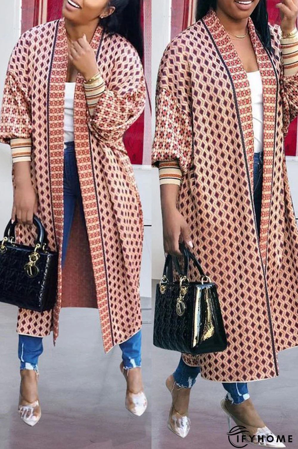 Digital Print Long Sleeve Cardigan Coat | IFYHOME