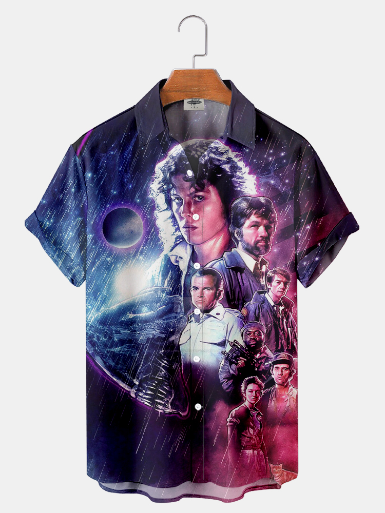Men'S Classic Monster Movie Printed Shirt PLUSCLOTHESMAN