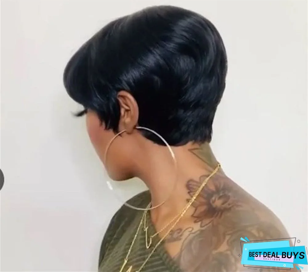 New Black Fluffy Short Straight Hair Women's Synthetic Headgear