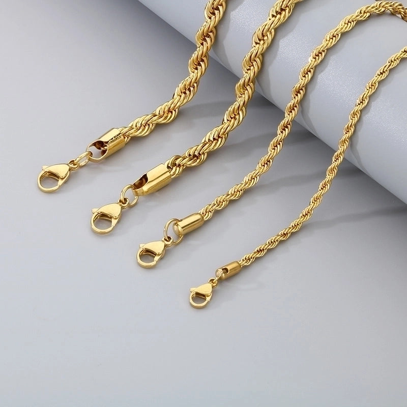 Minimalist Twist 304 Stainless Steel 18K Gold Plated Bracelets In Bulk