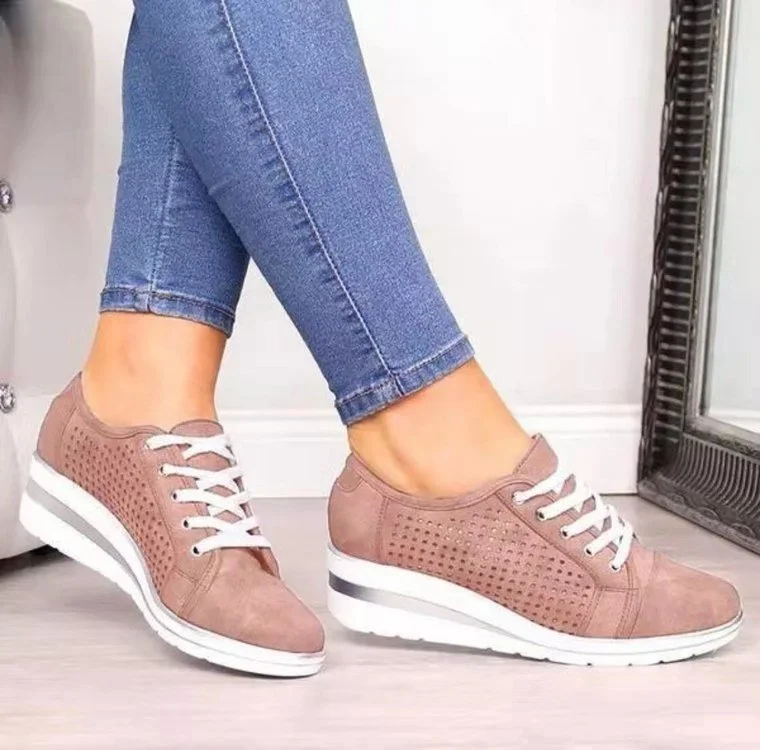 Women Shoes Hidden Wedge Heel  2021  Casual  Woman Canvas High Top Breathable Platform Sneakers Zapatos De Mujer