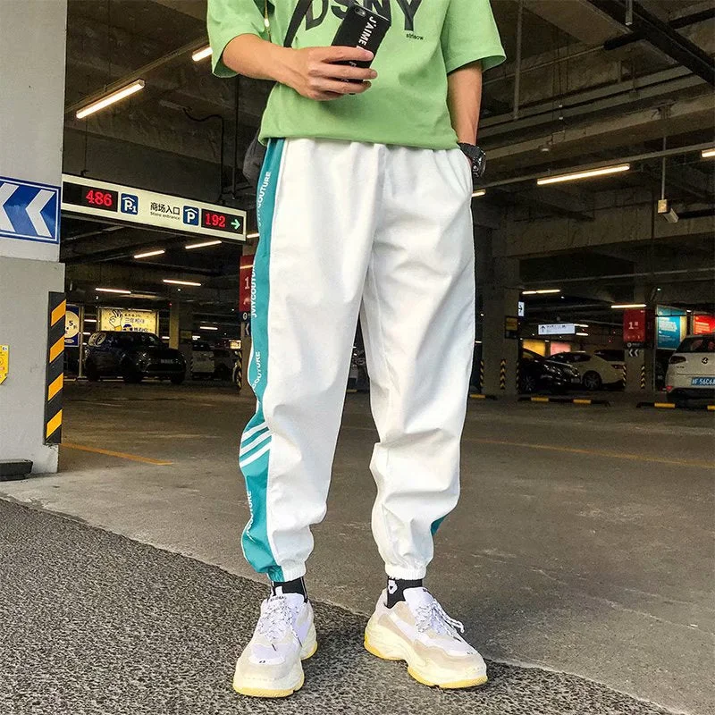 Casual Japanese Style Track Pants Men's Cargo Joggers Reflective Harem Sweatpants Pantalones Homme Streetwear Male Trousers