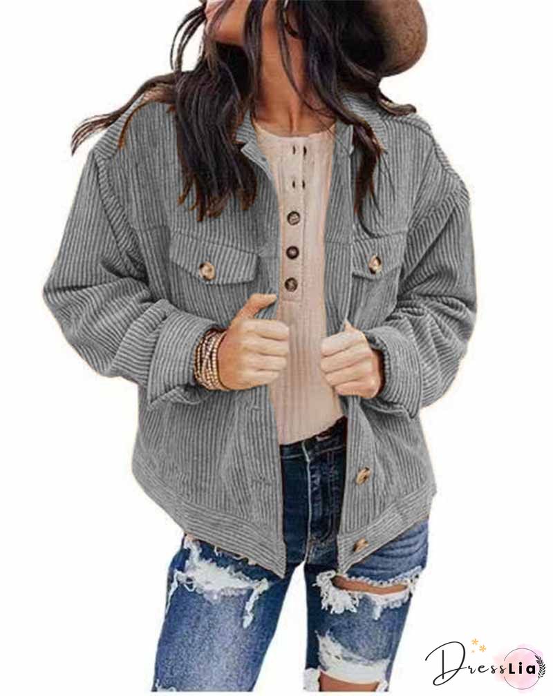 Corduroy Lamb Panel Coat Tops