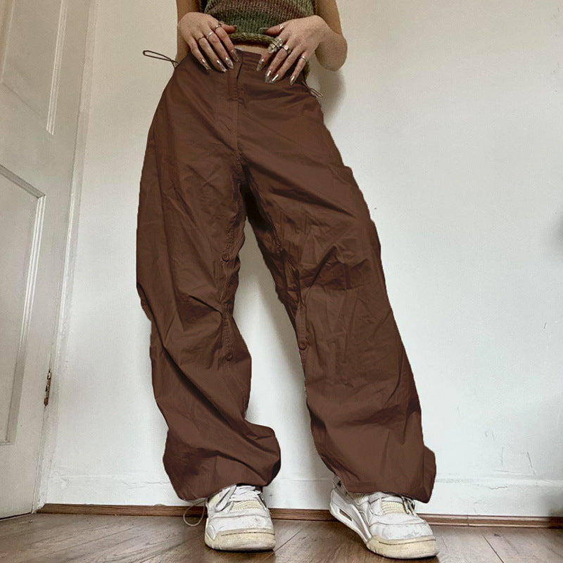 Aiertu fashion outfits Summer Drawstring Elastic Buckle Loose Ankle-Tied High Waist Casual Trousers Overalls aiertu
