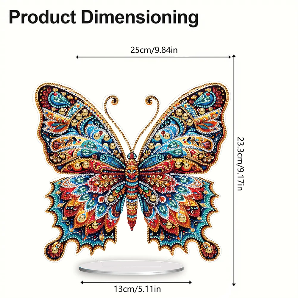 DIY Gorgeous Butterfly Acrylic Single Sided Diamond Painting Desktop Ornaments Kit for Office Desktop Decor